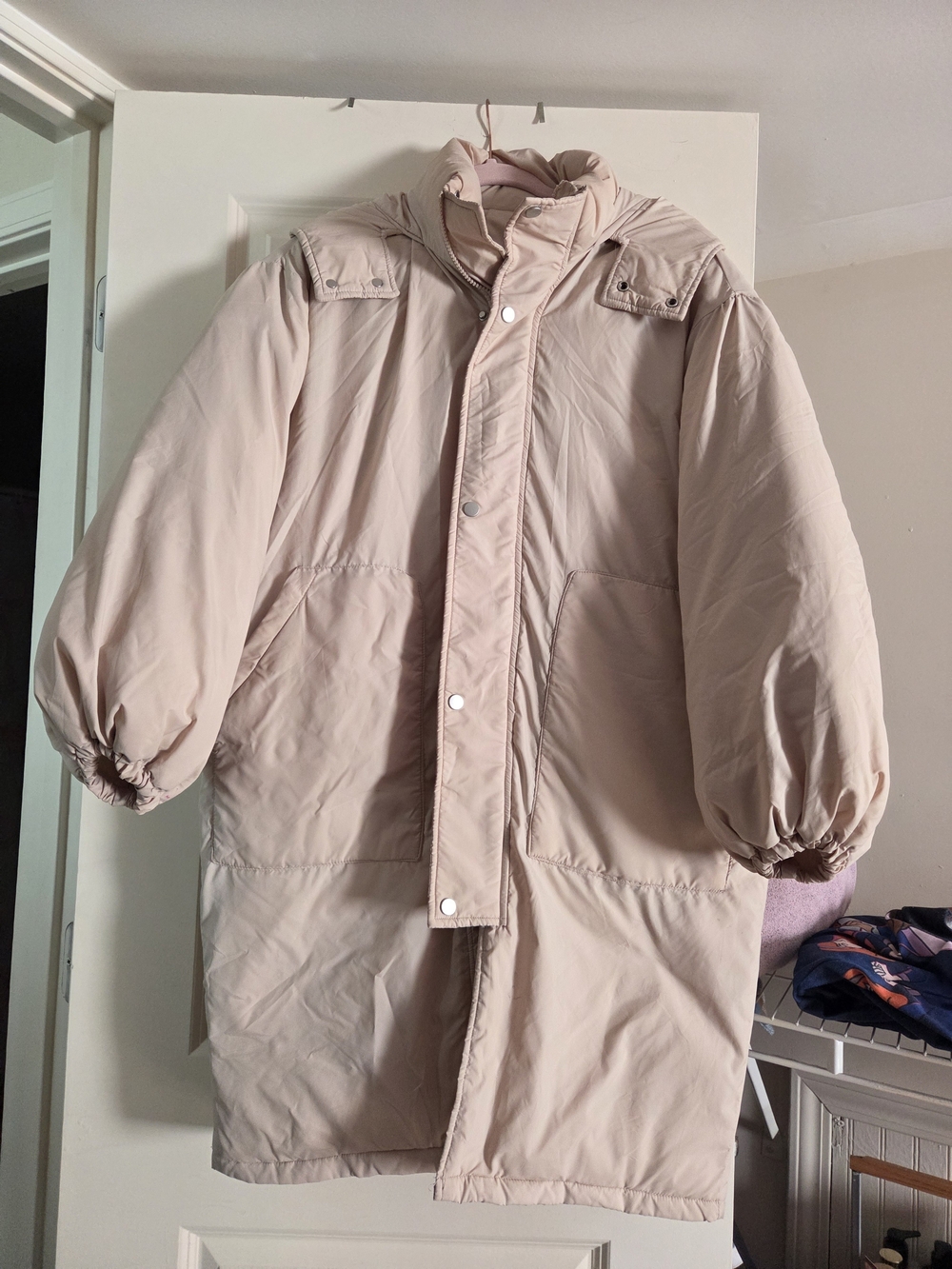 Light Beige Women's Long Puffer Coat